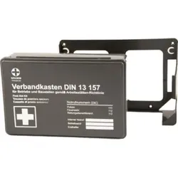 GRAMM medical Betriebsverbandkasten MINI + Wandhalterung schwarz DIN 13 157