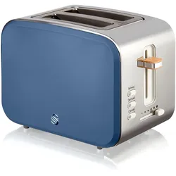 SWAN ST14610BLUNEU Toaster Breitschlitz 2 Scheiben 3 Funktionen Design Nordic, Blau, 900W