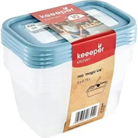 KEEEPER Vorratsdose eckig blau 15,5 x 10,5 x 0,75 l 4-teiliges Set
