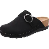 Rohde Damen Pantoffel Softfilz Hausschuh mit Lederdecksohle Soave-40 6055, Größe:42 EU, Farbe:Schwarz - Schwarz - 42