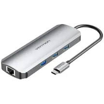 Vention USB-C Dockingstation - Anschlüsse 3x USB3.0, SD, TF PD 0,15m (grau)