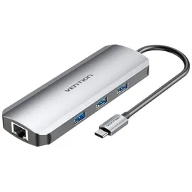 Vention USB-C Dockingstation - Anschlüsse 3x USB3.0, SD, TF PD 0,15m (grau)