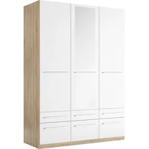 Priess Kleiderschrank PRIESS "Schrank Garderobe Wäscheschrank Barcelona in 5 Breiten", weiß (struktureichefarben hell, weiß), B:140cm H:193cm T:54cm, Holzwerkstoff, Schränke, Kleiderschrank, viel Stauraum, geräumige Schubkästen, mit Spiegel, MADE IN GERMANY