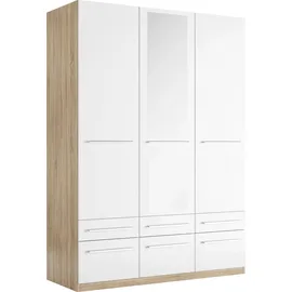 Priess Kleiderschrank PRIESS "Schrank Garderobe Wäscheschrank Barcelona in 5 Breiten", weiß (struktureichefarben hell, weiß), B:140cm H:193cm T:54cm, Holzwerkstoff, Schränke, Kleiderschrank, viel Stauraum, geräumige Schubkästen, mit Spiegel, MADE IN GERMANY