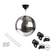 satisfire Spiegelkugel Komplettset 40cm mit Motor, 2 x LED Pinspot (kaltweiss) PROFI