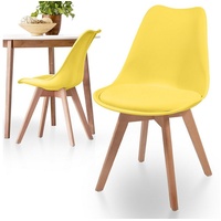 MIADOMODO Esszimmerstuhl Esszimmerstühle 2/4/6/8er Set - aus Kunststoff & Massivholz, Farbwahl (2 St) gelb