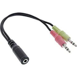 InLine Audio Headset Adapterkabel - 2x 3,5mm Stecker an 3,5mm Buchse CTIA - 0,15