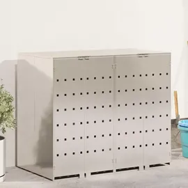 vidaXL Wagenmüllbehälter 2 Behälter 136 l Silber