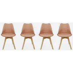 4er Set Skandinavische Stühle Nils, Altrosa, Beine aus Buchenholz, 1 Sitzplatz
