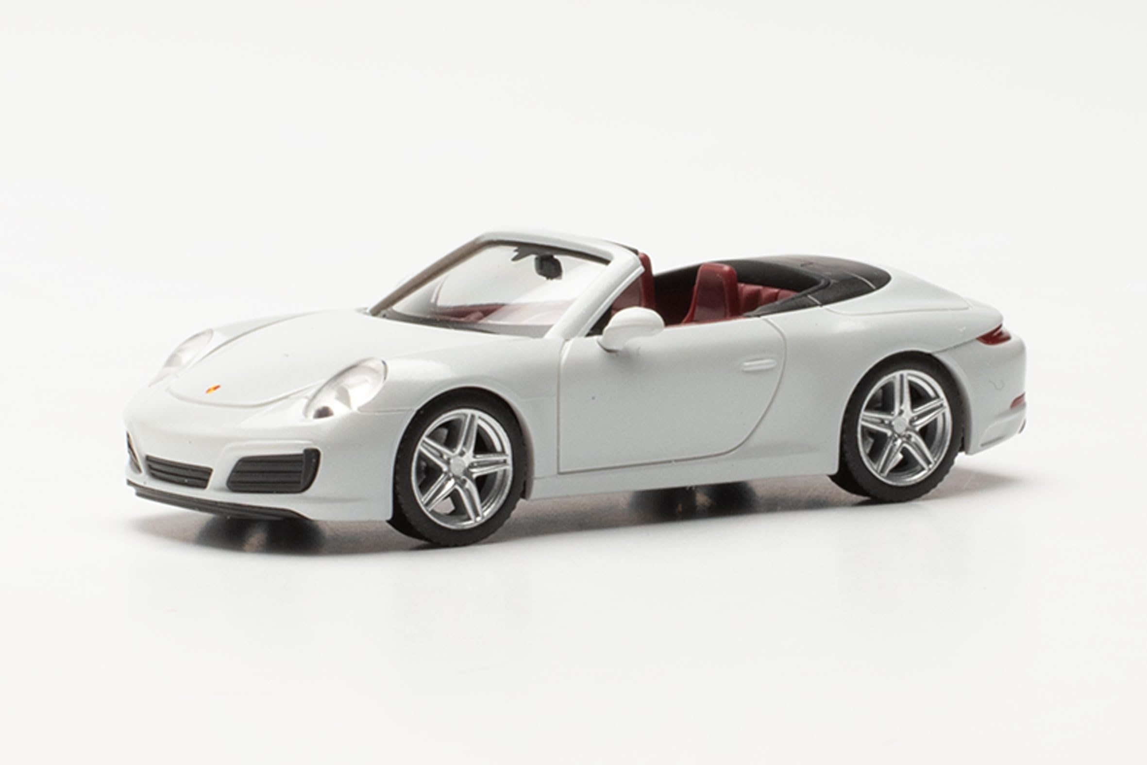 Herpa Modellauto Porsche 911 Carrera 2 Cabrio, carraraweiß metallic, Miniatur im Maßstab 1:87, Sammlerstück, Made in Germany, Modell aus Kunststoff