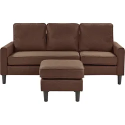 3-Sitzer Sofa braun mit Ottomane AVESTA