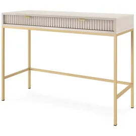 Feldmann-Wohnen Schreibtisch Nova (Metallgestell, 2 Schubladen, klare Kanten, geradliniges Design, 1-St., Riffel-Optik Front, goldfarbene Metallgriffe, ABS-Kanten), 104x50x78cm, Fronten mit ausdrucksstarkem geriffelten Muster