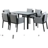 Möbilia Garten-Essgruppe | 6 Stühle inkl. Sitz- und Rückenkissen Stahl/Glas