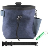 MAXQUU 1 Stück Hunde-Leckerli-Tasche Mit 1 Stück Trainingspfeife, Multifunktionale Freihändige Leckerli-Tasche, Verstellbare Trainingstasche (Blau)