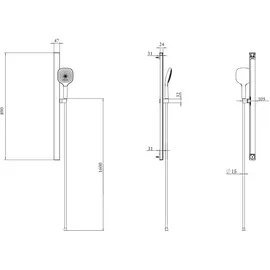 Villeroy & Boch Infinity Showers Brausegarnitur mit Stange 3 Strahlarten Chrom TVS11000300061