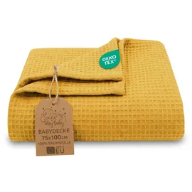 Totsy Baby Babydecke Baumwolle 75x100 cm - Kuscheldecke Kinder aus Baumwoll Waffel Baby Decke Kinderdecke Blanket kuschelige Babydecken für Neugeborenen Mädchen und Jungen Oeko-Tex-Zertifikat Toffee