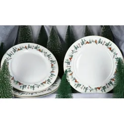 4x Chalet Speiseteller Ø27,3cm Porzellan 4 Personen Platte groß Essteller Winter