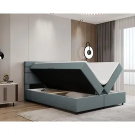 panda möbel Boxspringbett 180 x 200 cm Hellblau
