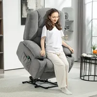 Homcom Fernsehsessel mit Aufstehhilfe Chenille 90 x 102 x 97 cm Dunkelgrau elektrisch mit Fernbedienung