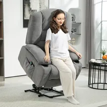 Homcom Fernsehsessel mit Aufstehhilfe Chenille 90 x 102 x 97 cm Dunkelgrau elektrisch mit Fernbedienung