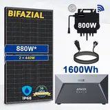 SOLAR-HOOK etm 880W/800W Balkonkraftwerk mit Solarspeicher Komplett Set Steckerfertig Growatt NEO 800W WIFI Wechselrichter Balkon Photovoltaik Anlage