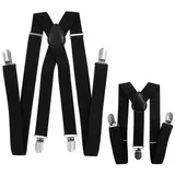 axy Hosenträger Papa und Sohn Hosenträger Set (Partnerlook für Herren und Kinder 1-6 Jahren, Vater-Sohn Hosenträger Set) Fotoshooting Familien Outfit schwarz