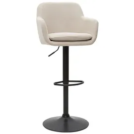 miliboo Barhocker höhenverstellbar beiger Stoff mit Samteffekt und Metall (2er-Set) AMIKA
