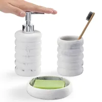 Navaris Badezimmer Set - Seifenspender Zahnputzbecher Set - 3er