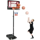 Costway Basketballkorb mit Ständer rot 90-210 cm