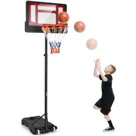 Costway Basketballkorb mit Ständer rot 90-210 cm