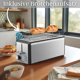 Steinborg Langschlitz Toaster Digitales Display m. Brötchenaufsatz