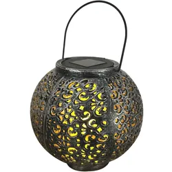 Kynast LED Solar Garten Laterne ÿ 18x17 cm rund Metall Optik mit Henkel