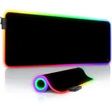 CSL Titanwolf - RGB Gaming Mauspad - XXL LED Schreibtischunterlage - 800x300 mm - Multi Color LED - 11 Beleuchtungs-Modi - Abwaschbar - Schwarz