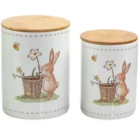 Boltze Home Küchenbehälter, Mehrfarbig, Weiß, Keramik, 14x19x14 cm, Küchenzubehör, Vorratsbehälter, Vorratsdosen