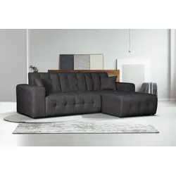 Ecksofa HOME AFFAIRE "Nosia L-Form", schwarz, B:234cm H:85cm T:163cm, 100% Polyester, Sofas, incl. 2 Zierkissen, mit feiner Steppung