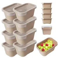 Mypicompany. Frischhaltedosen mit Deckel –8 teiliges Set (je 750 ml), BPA-frei, Luftdicht, Stapelbar. Mikrowellen & Spülmaschinengeeignet. Pastellbraun Gefrierdosen. Dosen mit Deckel für Lebensmittel
