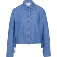 Blusenshirt aus Leinenmix mit Schleifendetail - blau - 38