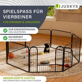 Juskys Welpenauslauf 8-teilig Metall Schwarz 160 cm x 160 cm x 60 cm