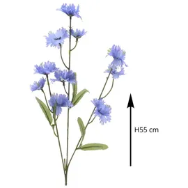Decoris Kunstblumen Kornblume am Stiel 55cm blau
