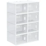 Homcom - 8er Set Schuhboxen, Schuh-Organizer mit magnetischen Türen, Schuhkarton mit Deckel, Schuhaufbewahrung aus Kunststoff, für Schuhe bis Größe