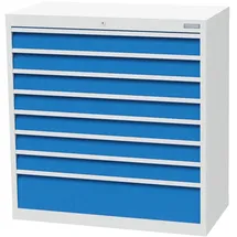 Bedrunka+Hirth Schubladenschrank Stahlblech HxBxT 1.019 x 980 x 500 mm lichtgrau/lichtblau 8 Schubladen