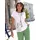 Lady Rundhals-Shirt Weiß/Eucalyptus 38