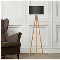 Lux.pro Stehleuchte für Wohnzimmer Dreibein Holz Standleuchte Bambus-Optik Schwarz