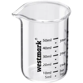 Westmark Messglas-Set 3tlg., 50, 100, 250 ml, transparent, H:10cm, Borosilikatglas, Silikon, Messbecher, Skalen in ml, Tbsp, tsp und fl oz