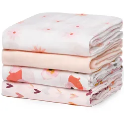 Momcozy Musselin Swaddle Blanket mit aufgedruckten Mustern 4 St