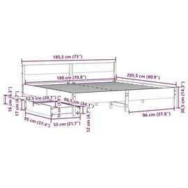 vidaXL Massivholzbett 180 x 200 cm Weiß
