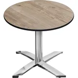 CPTG | Bistro Tisch | Ø:H 70 x 76 cm | Rustikal Eiche / Aluminium | Klappbar/ Zusatzgewicht