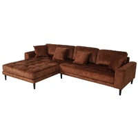 MCW Ecksofa MCW-J54, Couch Sofa 3-Sitzer L-Form Liegefläche links/rechts 295cm ~ Samt rost-rot
