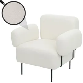 Mendler Lounge-Sessel HWC-L83b Bouclé 88 x 78 x 76 cm creme-weiß mit Fernbedienung