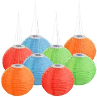Lunartec 8er-Set Solar-LED-Lampions, Dämmerungssensor, IP44, Ø 30 cm, bunt